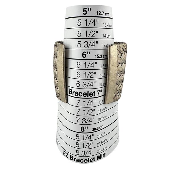 Sarah Cavender Metalworks Vintage Basketweave Silver Tone Wide Cuff 6.5 Bracelet - Picture 6 of 6